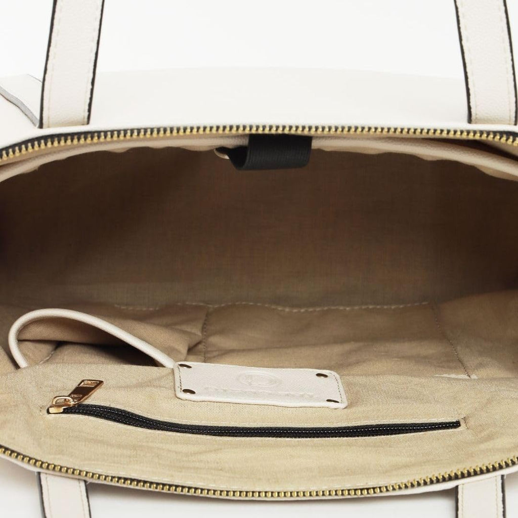 The Gusto AZA - Premium Vegan Leather Tote Bag for Women with Grained Texture | Medium Size Stylish Hand Bag/Shoulder Bag, Fits upto 14 Laptop (Cream)