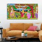 VIBECRAFTS Canvas Paintings for Living Room Drawing Room Canvas Painting of Indian Holy Place Mathura Vrindavan for Home|Office|Gift(PTVCH_2392N)(48 x 24 Inches)