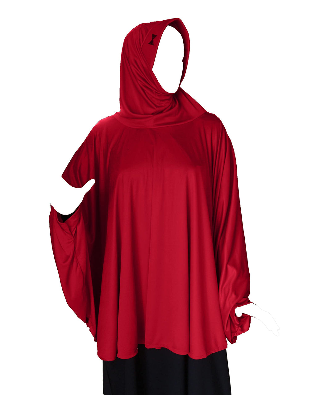 Mehar Hijab's Modest Women's Stylish Instant Sleeve Hijab Solid Polycotton Feel Good Fabric HANANA Sleeve Hijab Free Size (Maroon)