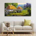 VIBECRAFTS Canvas Paintings for Living Room Drawing Room Huts In Old Village Canvas Wall Painting Fitted With Wooden Frame For Home | Office | Living Room | Gift (PTVCH_2489N)