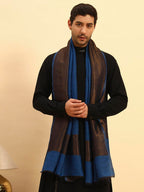 Pashmoda Men Midnight Bronze Reversible Zari Moonlight Fine Wool Stole (Size-28x80in, 71x203cm) MZSST04