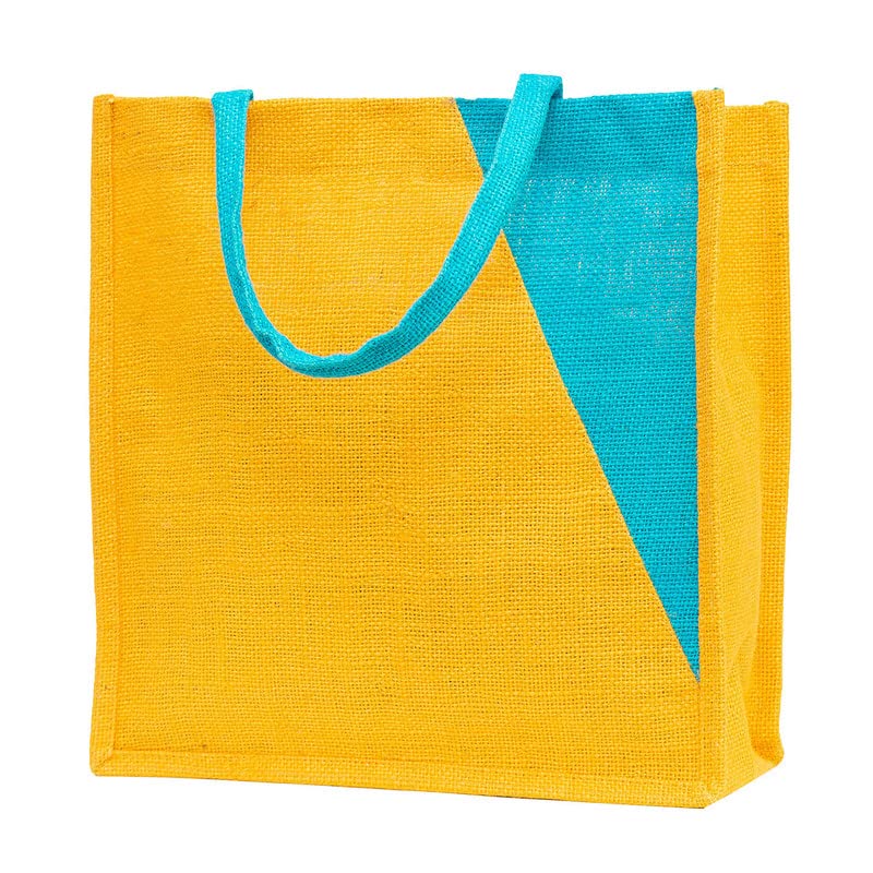 JUTEKA Multicolor jute bag for Lunch, Office, Grocery, Shopping with padded cotton handles
