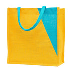JUTEKA Multicolor jute bag for Lunch, Office, Grocery, Shopping with padded cotton handles