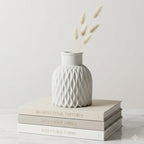 THE GREY BLEND® Wave Textured Concrete Vase for Living Room & Table Decor