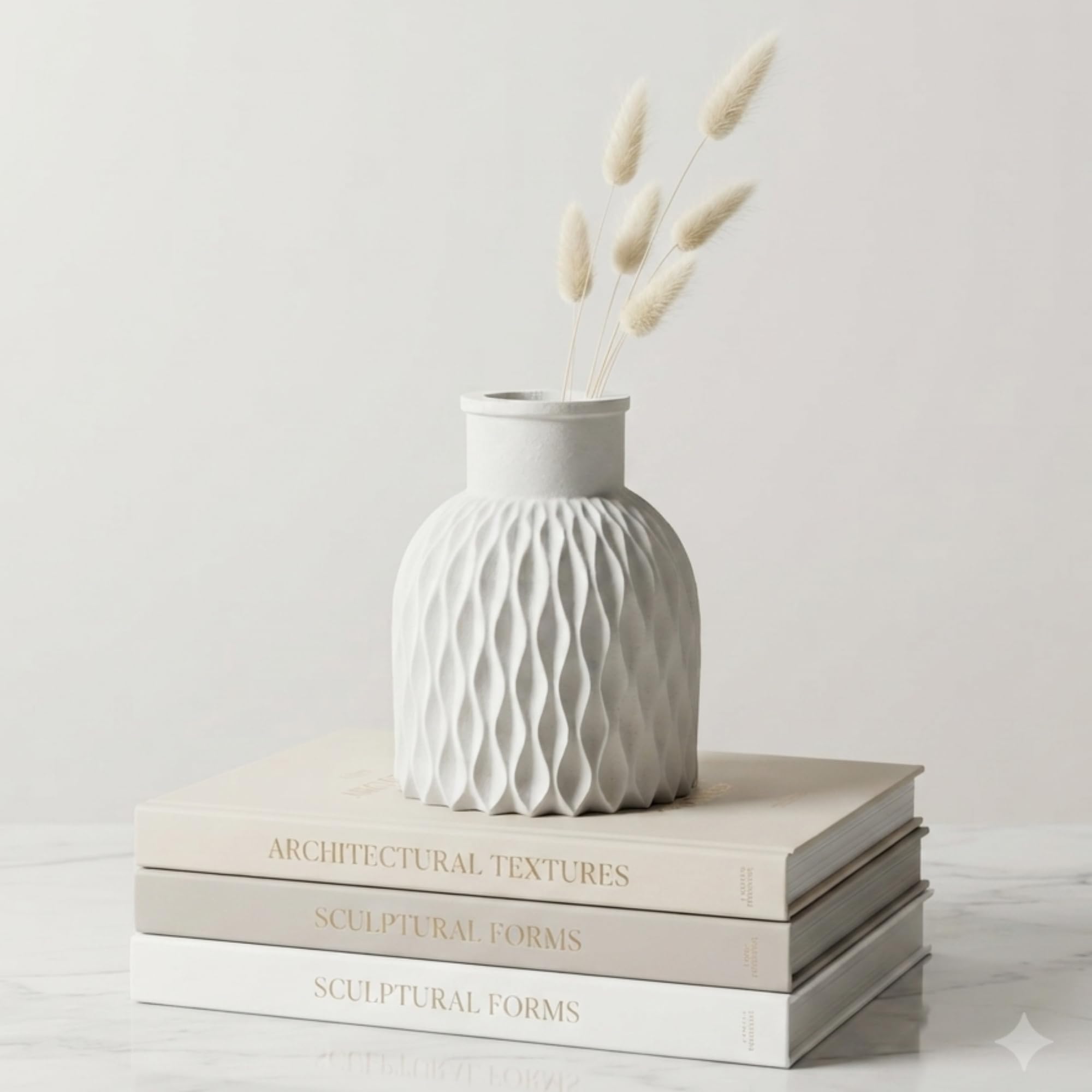 THE GREY BLEND® Wave Textured Concrete Vase for Living Room & Table Decor