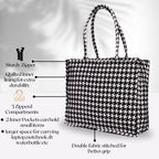 ENSAC Premium Cotton Tote Bag for Women, Stylish Handbag for women with Zip Closure | Fit for Office Bag, College, Travel Use | Handcrafted in India (Cutwork-tote-big) (Black)
