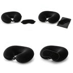 CloudBliss Memory Foam Travel Neck Pillow, Set of 2, Black & Black