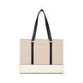 Fastrack Stitchline White Laptop Tote | Faux Leather Work Tote with Black Stitch Accents | 14 Inch Laptop Tote with Three Compartments & Center Zip Pocket | Dual Handles & Organizer Pockets