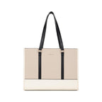 Fastrack Stitchline White Laptop Tote | Faux Leather Work Tote with Black Stitch Accents | 14 Inch Laptop Tote with Three Compartments & Center Zip Pocket | Dual Handles & Organizer Pockets