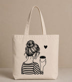 Supadaa Large Canvas Tote Bag For Women With Zipper Premium Cotton Shoulder Handbag Reusable Shopping Office College Travel Beach Grocery Bag (Black Girl)