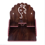 Lakhaji Wooden Wall Mounted Hanging Puja Temple Wood God Stand for Pooja Room (Black)