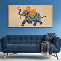 VIBECRAFTS Madhubani Art Elephant Premium Canvas Wall Painting With Frame for Living Room Drawing Room Home|Office|Gift (PTVCH_2212N)