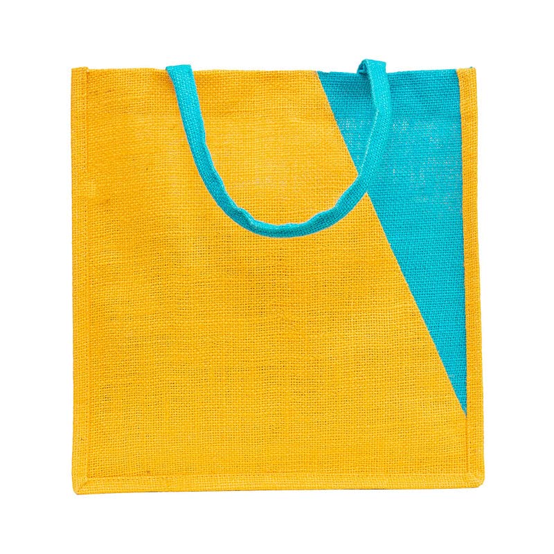 JUTEKA Multicolor jute bag for Lunch, Office, Grocery, Shopping with padded cotton handles