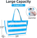 hirTa Elp Tote Bag for Teacher Women Office Worker Girl Multipurpose HandBag with Zipper Pocket Mostly used for Travel Grocery Beach Hobo Waterproof Sandproof Lightweight Pool (Bolt Light Blue White)