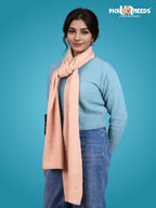 Pick Ur Needs Ultra Soft Ribbed Knit Muffler for Women Warm Winter Woolen Scarf Cozy Lightweight Neck Warmer for Casual & Outdoor Use (Peach)