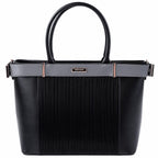 SMAARA Stylish Tote Bag for Women | Office Laptop Bag for Women | Premium Faux Leather Handbag | Large Shoulder Tote Purse Fits 16 Inch Laptop for Work Travel & Daily Use | Onyx Aura(Black)