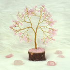 Reiki Crystal Products Rose Quartz 100 Bead Crystal Stone Tree | Natural Gemstone Money Tree for Love, Harmony, Emotional Balance & Positive Energy | Home Office Décor, Vastu & Feng Shui Gift