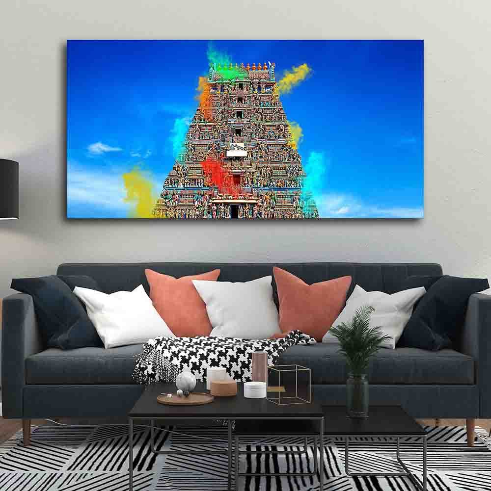 VIBECRAFTS Canvas Paintings for Living Room Drawing Room Ancient Temple Canvas Wall Painting Fitted With Wooden Frame For Home | Office | Living Room | Gift (PTVCH_2463)