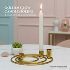 Nostrae by Ekhasa Metal Candle Holder Stand (Set of 3) | Golden Metal Candle Stand for Home & Dining Table Decoration | Aesthetic Candle Holder for Living Room, Festivals & Gifting (Without Candle)