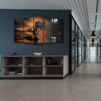 VIBECRAFTS Amazing Tree Under The Moon 5 Pieces Canvas Wall Painting For Home|Office|Living Room|Gift (PTVC5Pcs2_6512)