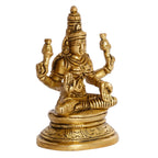 ARTVARKO Brass Lakshmi Idol Laxmi Goddess Lakshmi Sitting on Lotus Statue for Home Puja Mandir Temple Height 3.5 Inch