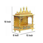 Kamdhenu Art and Craft Wood Religious Home Temple, Yellow, Temple, 15 x 8 x 18 inch