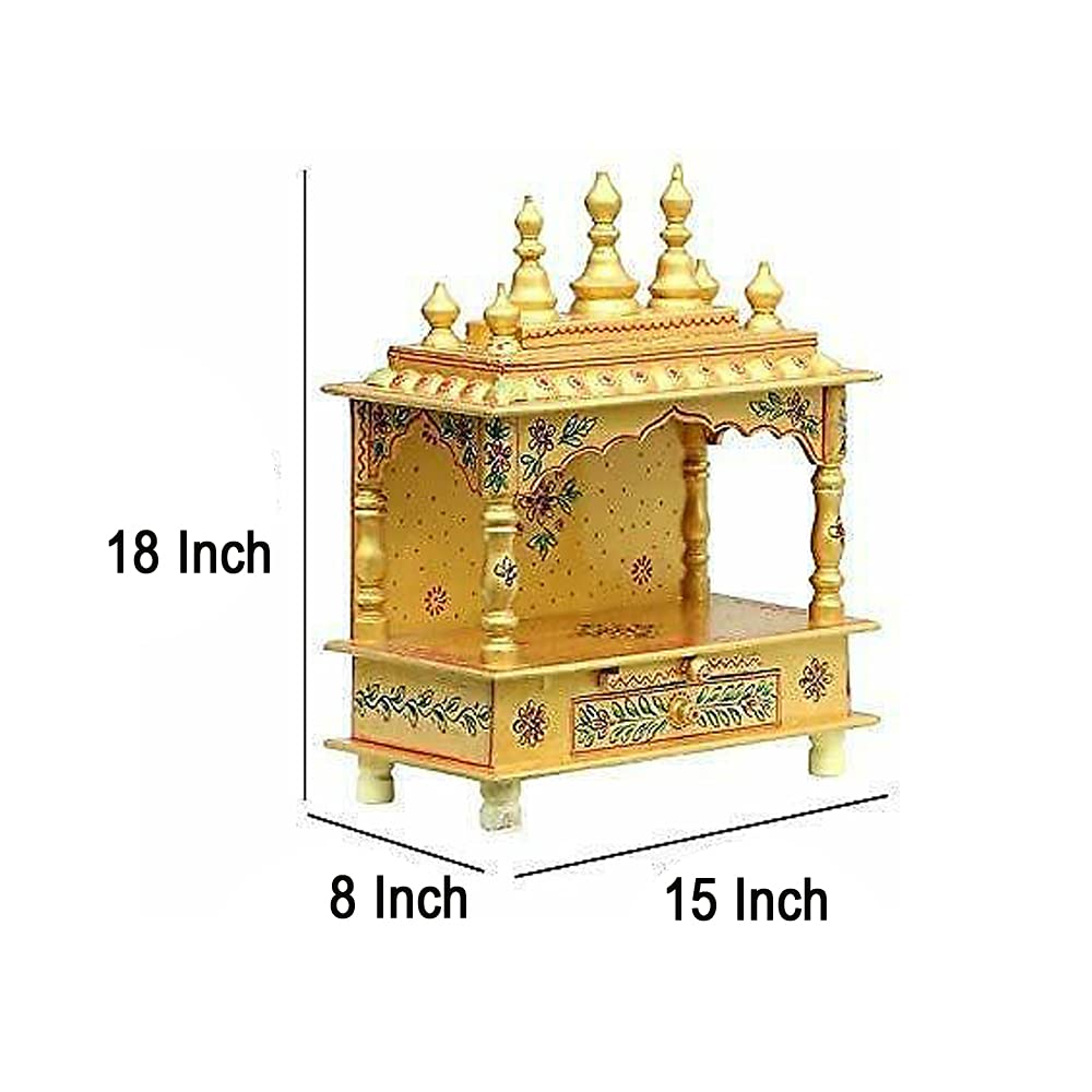 Kamdhenu Art and Craft Wood Religious Home Temple, Yellow, Temple, 15 x 8 x 18 inch