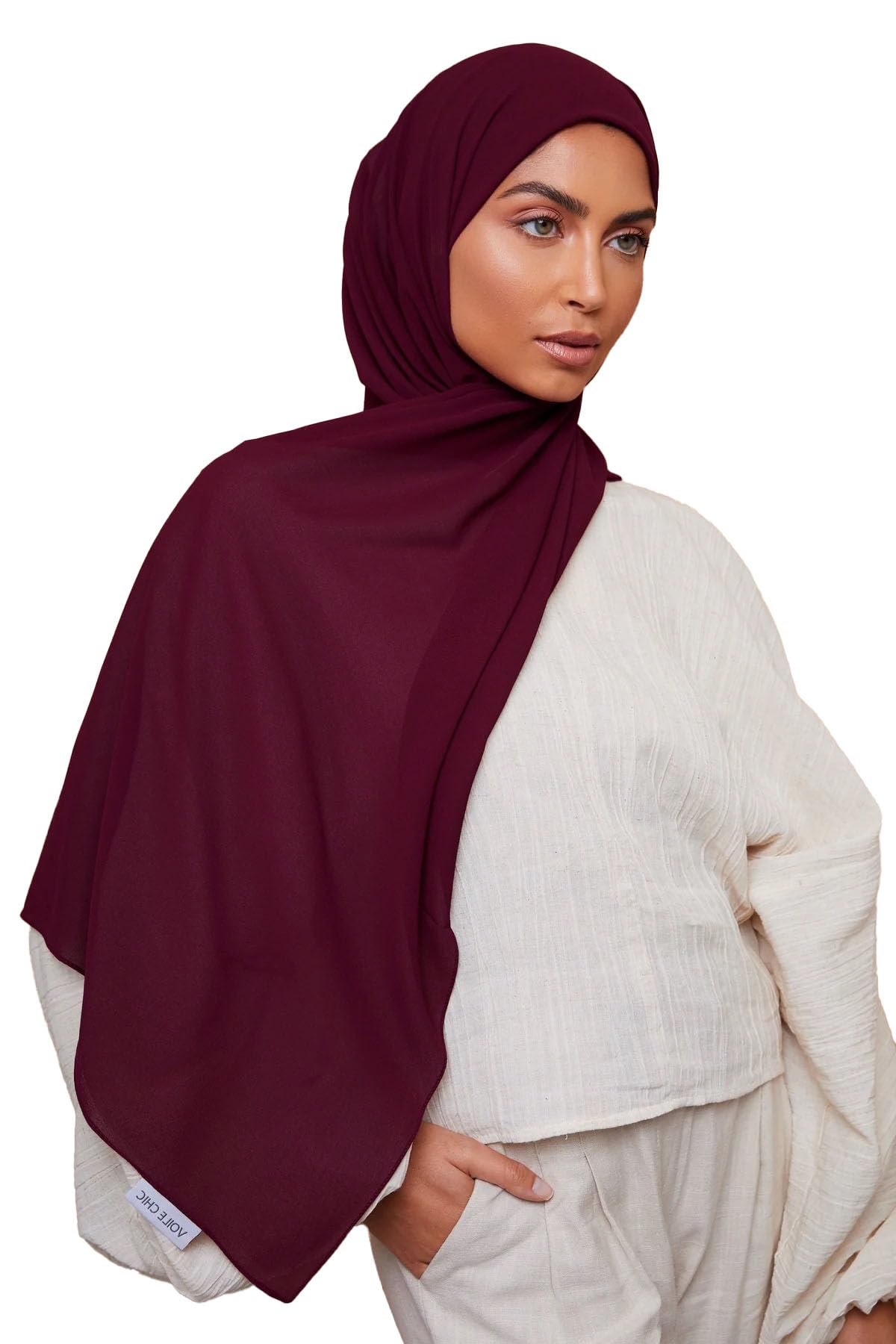 ICW GIRLS GEORGETTE SOLID PLAIN Female SCARF STOLES SHAWL HIJAB 85 X 180 CM (Wine)