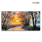 VIBECRAFTS Homcraft Beautiful Sunset Scenery Premium Canvas Wall Painting With Frame for Living Room Drawing Room Home|Office|Gift (PTVCH_2209N)