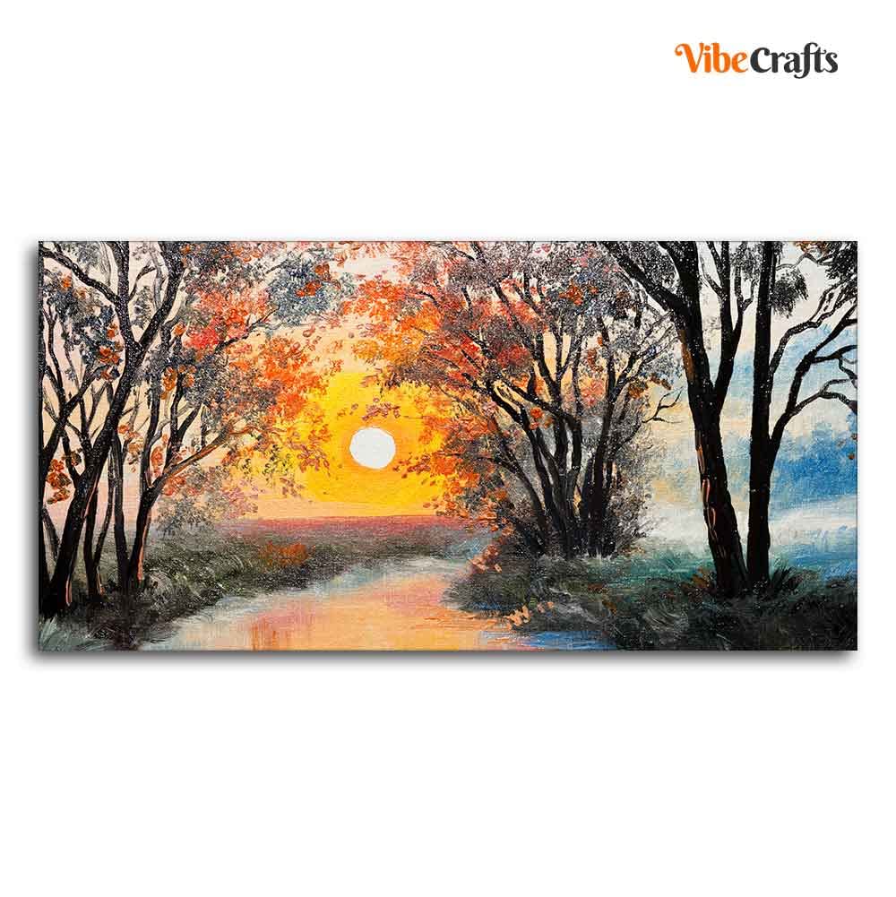 VIBECRAFTS Homcraft Beautiful Sunset Scenery Premium Canvas Wall Painting With Frame for Living Room Drawing Room Home|Office|Gift (PTVCH_2209N)