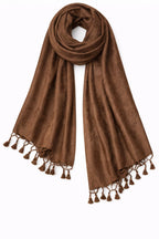 ZEN APPAREL Soft Viscose Fabric Jacquard Scarf, Stole, Shawl (Brown)