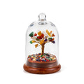 BhagyaG 7 Chakra Crystal Tree with Glass Dome & Wooden Base | 7 Chakra Gemstone Tree Showpiece for Home, Office, Meditation & Décor | Handmade Healing Crystal Gift