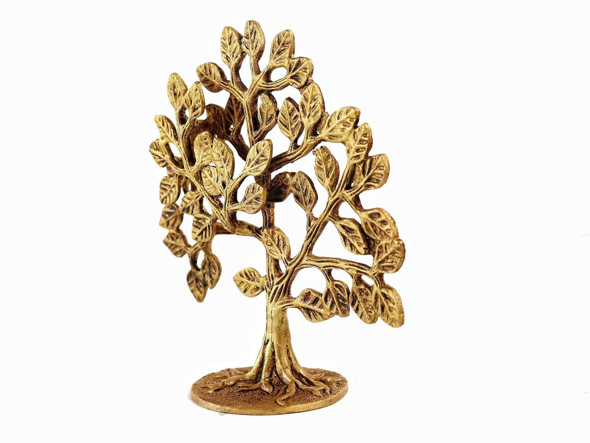 The Spiritual Living Kalpavriksha Tree Brass | Tree of Life - Home Decor - Gift for Good Luck | Vastu and Fengshui (?????? ????) | Karpaga Vriksham | Ideal for Gifting | 6 Inch | Antique | Gold |