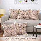 STITCHNEST 'Little Meadow Series' Tassled Cushion Cover | Set of 5 | Floral Cushion Cover 16 inch x 16 inch