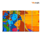 VIBECRAFTS Radha and Kanha Canvas Wall Painting Set of Five For Home|Office|Living Room|Gift (PTVC5Pcs4_8624)
