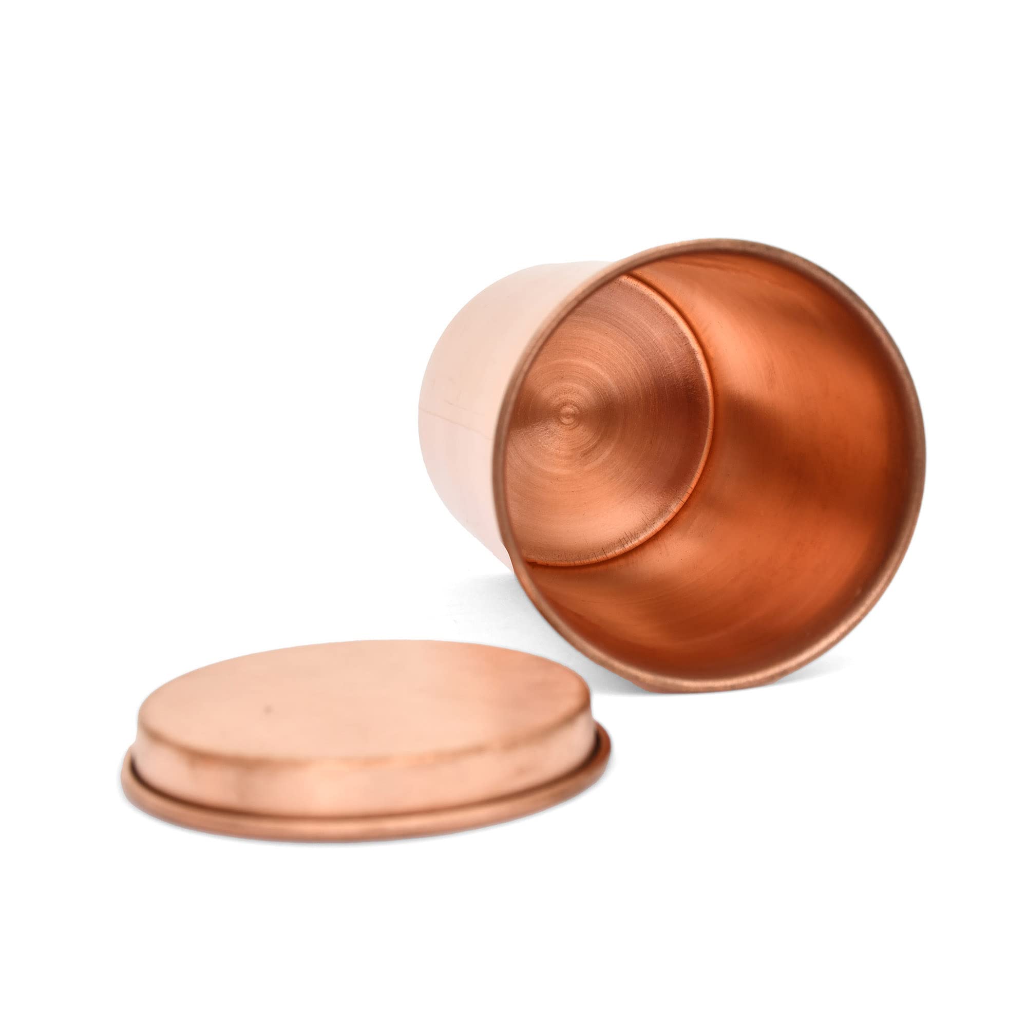 AargKraft™ Handmade Pure Copper Plane Glass with Lid Copper Plane Design Tumbler Drinkware Serveware Capacity-300 ml Each (Set of 2)