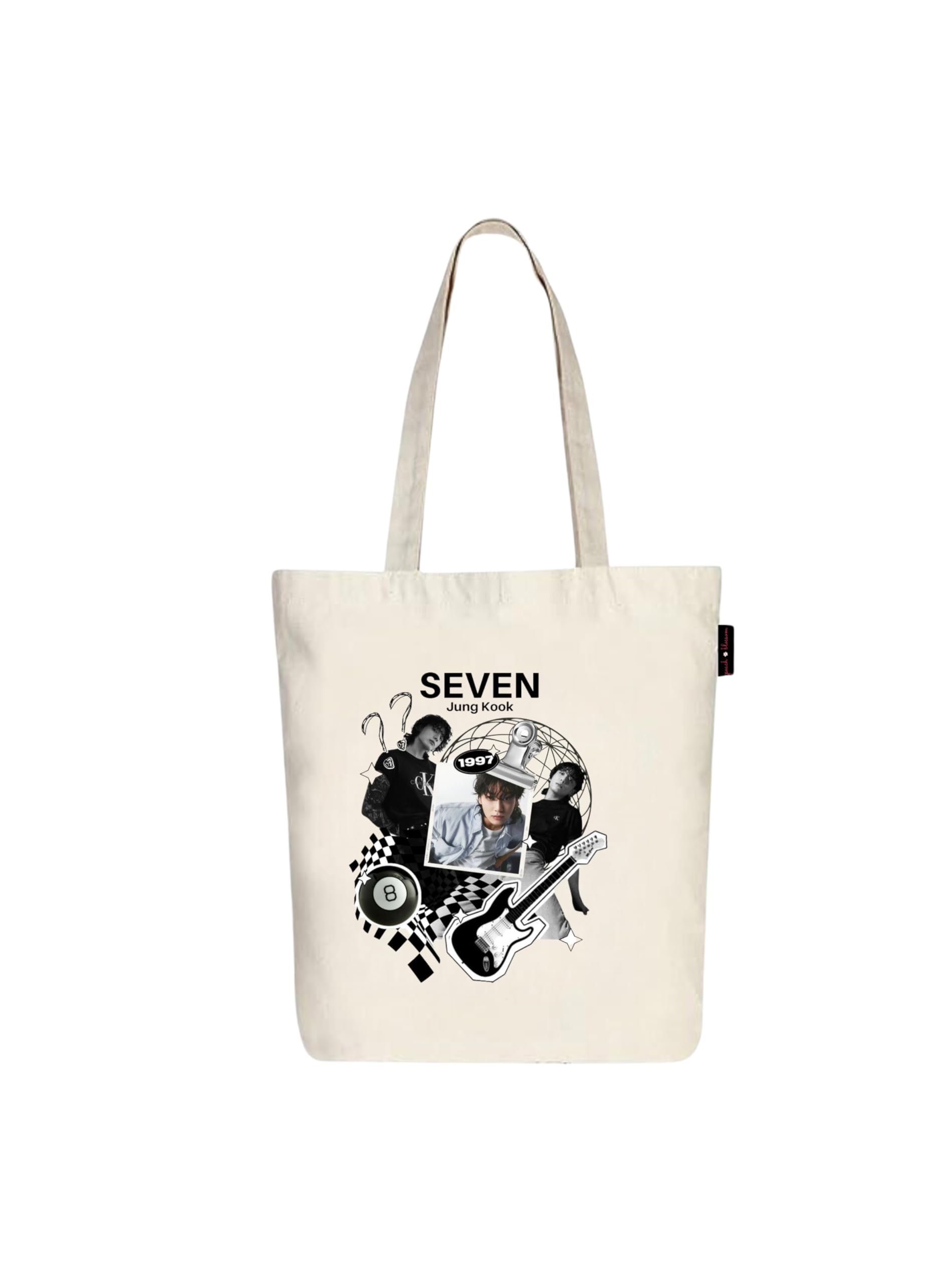 Peach Blossom Printed Cotton Zipper Tote Bags | CBAG - WHT-SEVEN JUNG