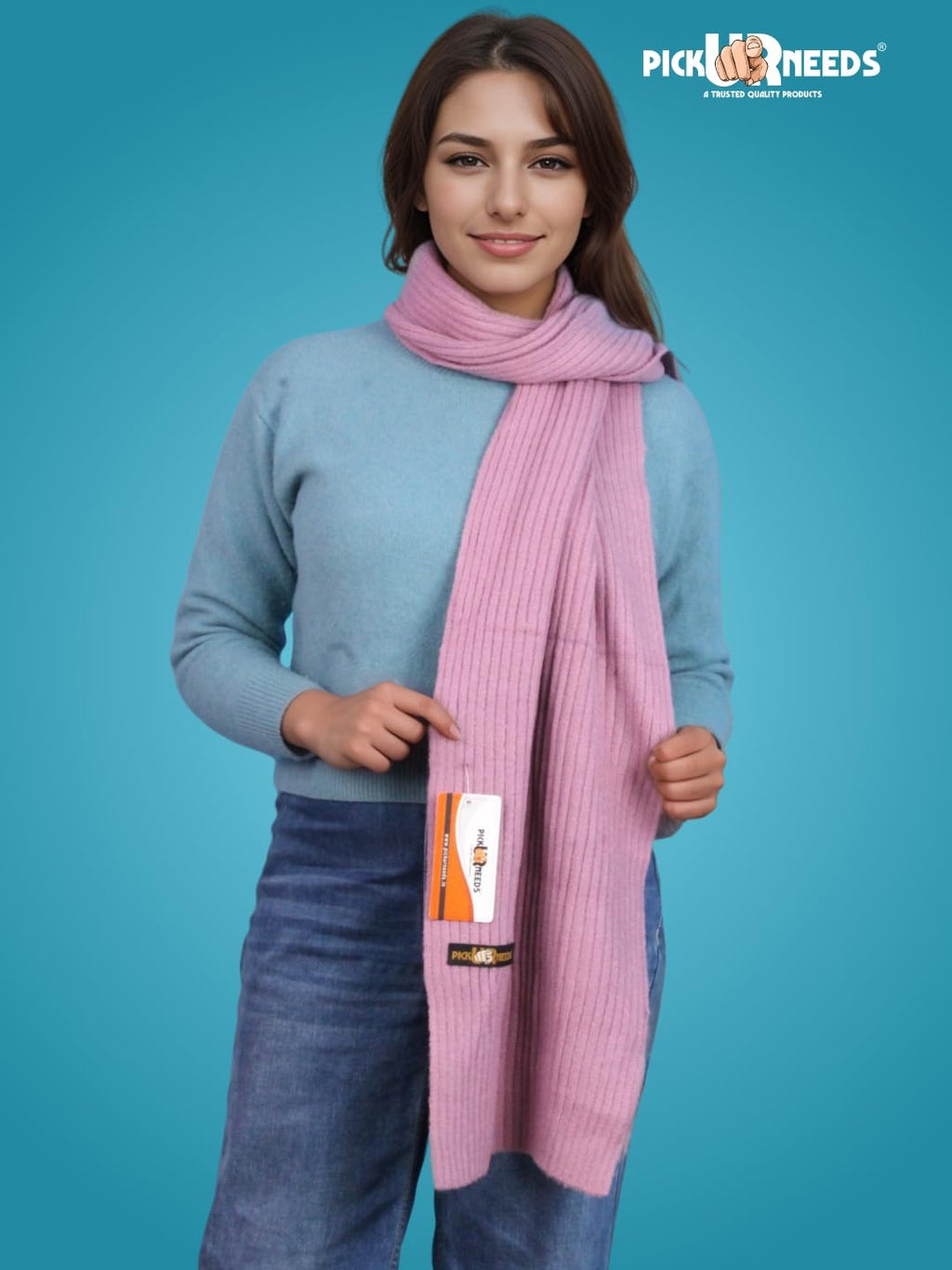 Pick Ur Needs Ultra Soft Ribbed Knit Muffler for Women Warm Winter Woolen Scarf Cozy Lightweight Neck Warmer for Casual & Outdoor Use (Purple)