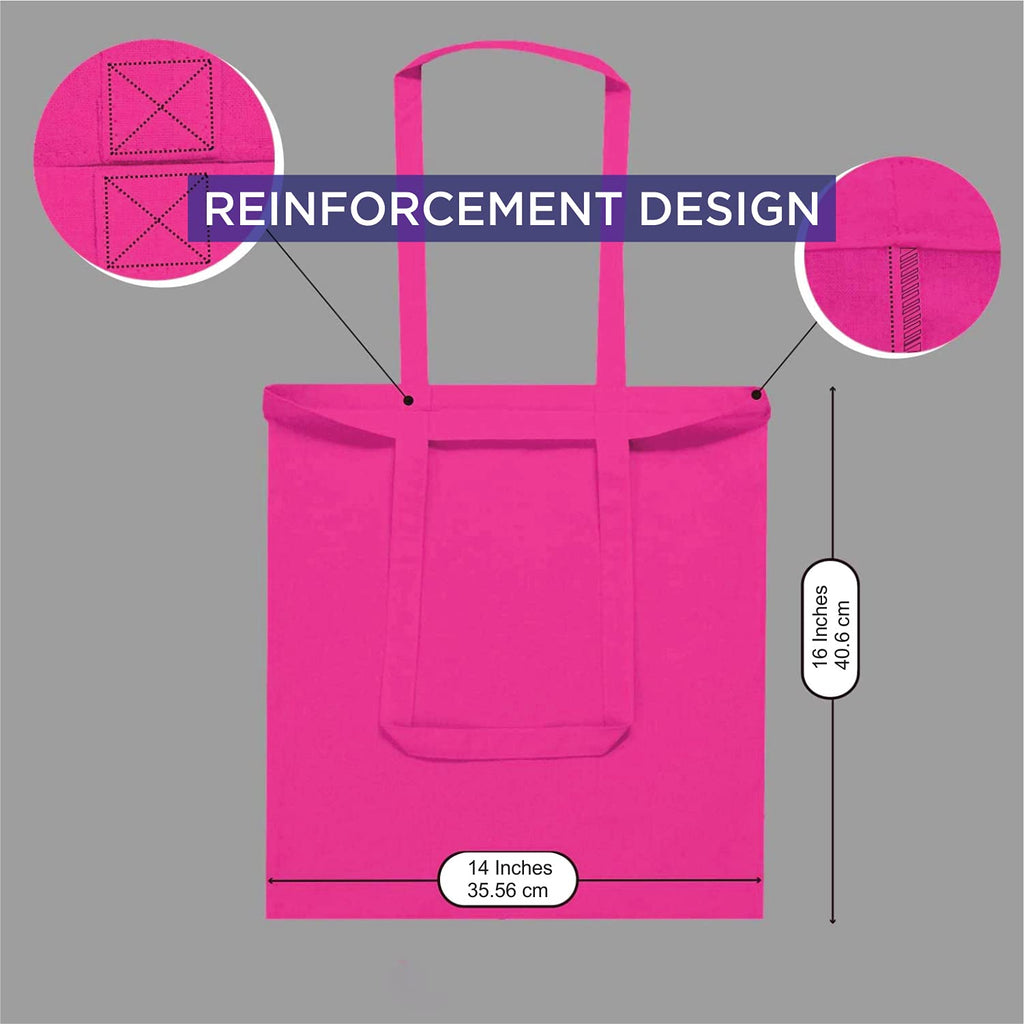 Lify Cotton Canvas Tote Bags Bulk Shopping Bag for Crafts, DIY Reusable Grocery Bag, 14 X 16 Inch – 3 Piece Pack (Pink- 3Pcs, 14’’ (35.56 CM) x 16’’ (40.64 CM))