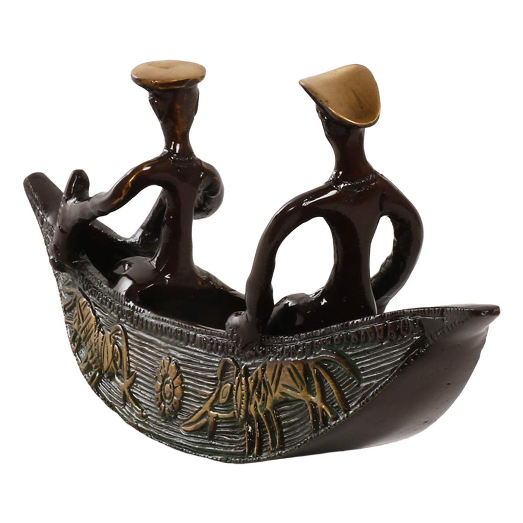 ARTVARKO Antique Tribal Kerala Handmade Brass Boat for Home Decorative Showpiece Gift 12 Inch