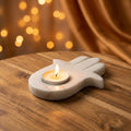 House Of Wemy Hamza Hand Marble Tealight Candle Holder – Decorative Hamsa-Shaped Marble T-Light Holder for Home Décor, Festive Ambience & Spiritual Protection – Unique Gift Idea (Pack of 1)
