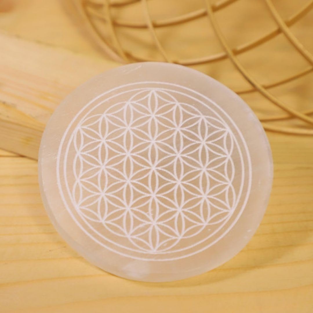 TREE MAISON CORONATING HOMES Selenite Crystal Charging Plate | 3 Inch Approx | Selenite Plate to Charge Reiki Crystal | Pack of 1