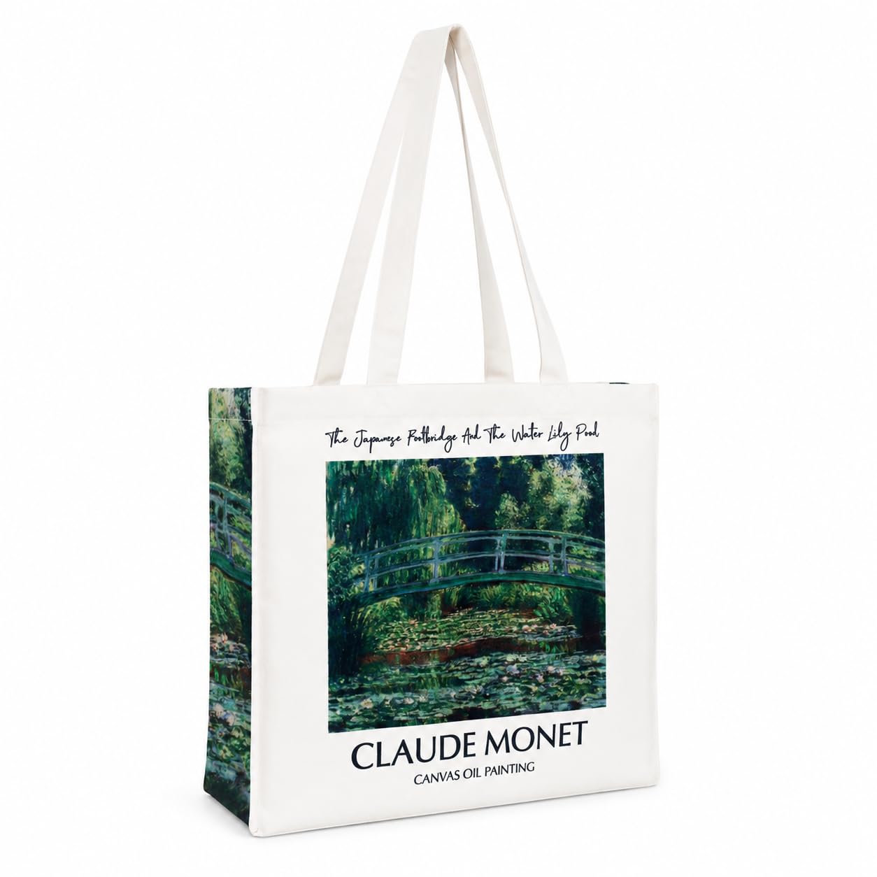 ECOEK Artsy Poly Canvas Tote Bag for Women | Zipper Closure, Bottle Holder & Keychain Hook | Premium Poly Canvas Bag for Travel, College, and Office | Reusable Shopping Tote Bag Gift