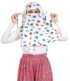 Cambric printed Cotton Head scarf for hair and face skin protection/Usable for vehicle Driver for sunlight UV protection / Free Size for Girls and Women (110 * 80 cm) -(Pack 1- Green Butta in White)