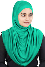 MyBatua Women's 2-Piece Al-Amira Hijab With Under Scarf/Cap/Bonnet In Soft Viscose Jersey, Ready To Wear HJ-129 (Aqua Green) For Female