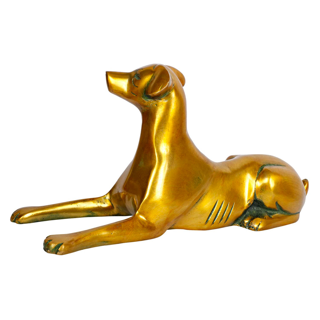ARTVARKO Brass Sitting Dog Statue Animal Vastu and Feng Shui Alert Watching Dog for Wealth and Good Luck 9 Inch Gold