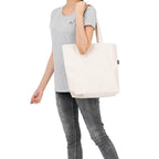 Econest Canvas Tote Bags for Women with Zip, College Bag for Girls, 100% Organic Cotton Tote Bag for Traveling & Daily Use (1 pack)