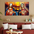 VIBECRAFTS Jesus Christ and Mary Canvas Wall Painting of Five Pieces For Home|Office|Living Room|Gift (PTVC5Pcs4_8670)