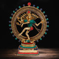 ARTVARKO Brass Big Natraja with Multicolor Gemstone Handwork Height 22 Inches