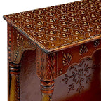 CRAFT TREE Wooden Handpainted Hut Pooja Mandir in Copper Finish